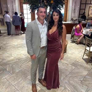 Bari Jay Velvet Ruched Bridesmaid Dress